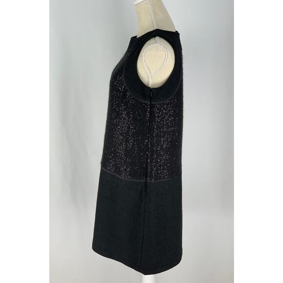 Loft Sequin Shift Dress Womens Size 6 Wool Blend Grey Black Sleeveless - Picture 8 of 9
